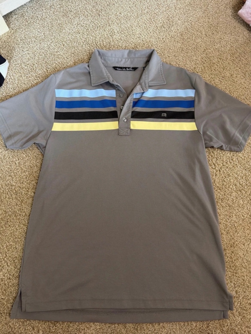 Travis Mathew Gray Short-Sleeve Stripe Polo